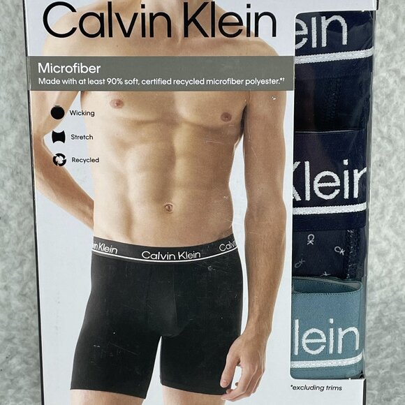 Calvin Klein Boxer Briefs Mens XL Microfiber Wicking Sealed Box of 3 NWT - Picture 1 of 5